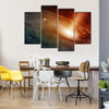 Spiral Galaxy System In The Presence Of Glittery Stars Multi Panel Canvas Wall Art