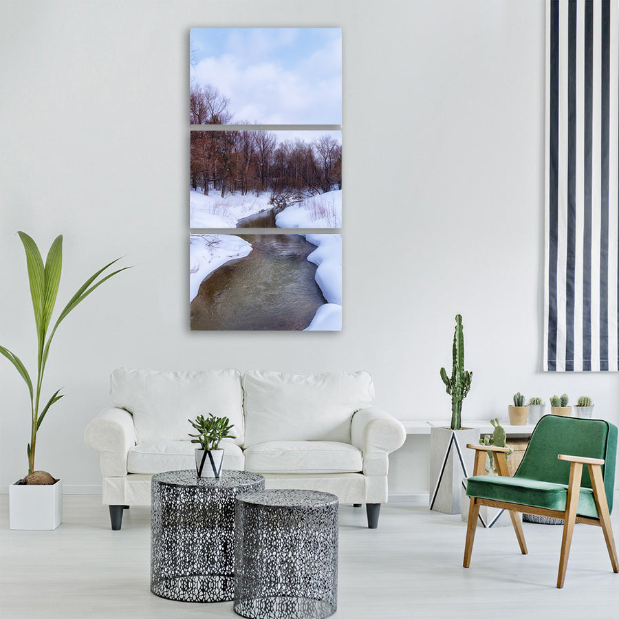 spring river sky nature water Vertical Canvas Wall Art