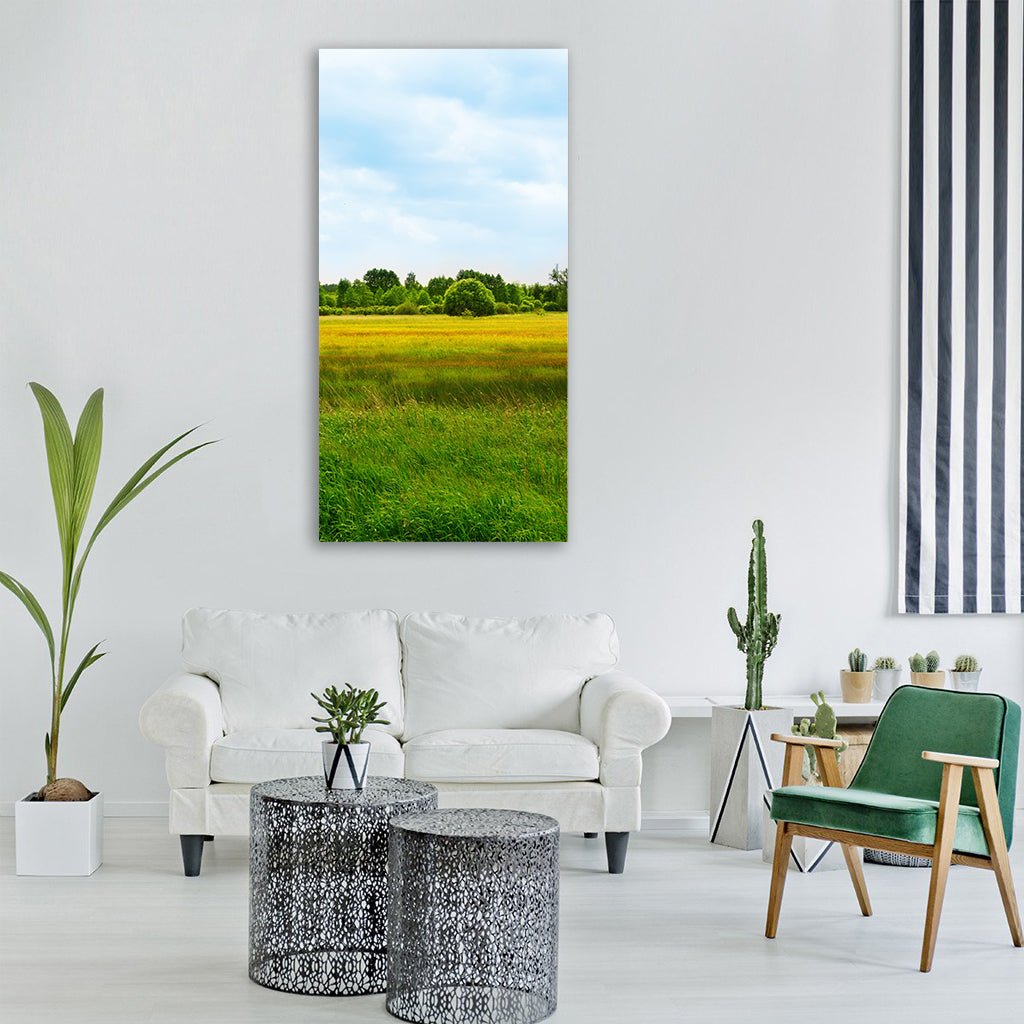 spring yellow landscape summer Vertical Canvas Wall Art