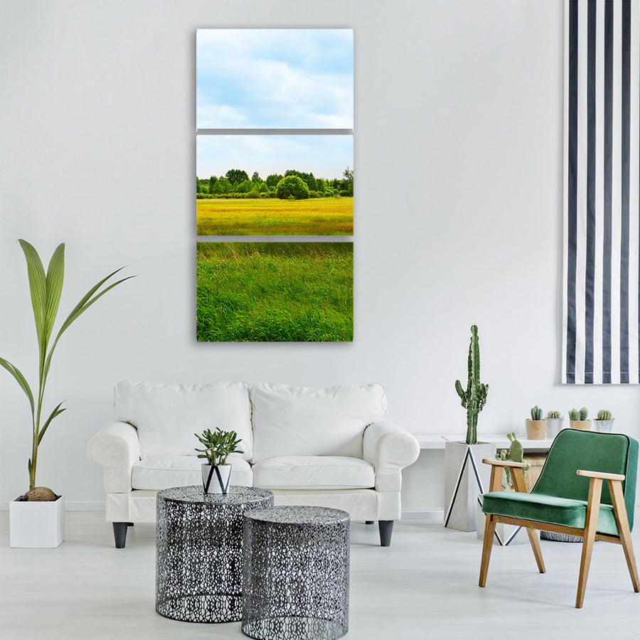 spring yellow landscape summer Vertical Canvas Wall Art