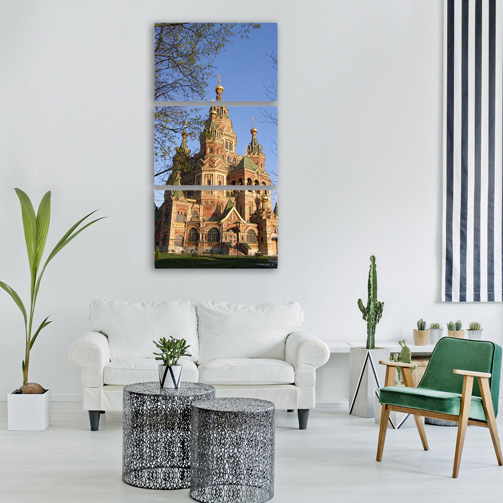 spring tree green park monument Vertical Canvas Wall Art