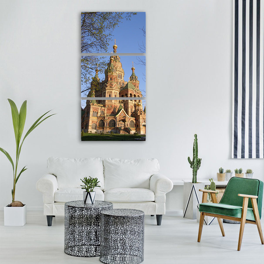 spring tree green park monument Vertical Canvas Wall Art