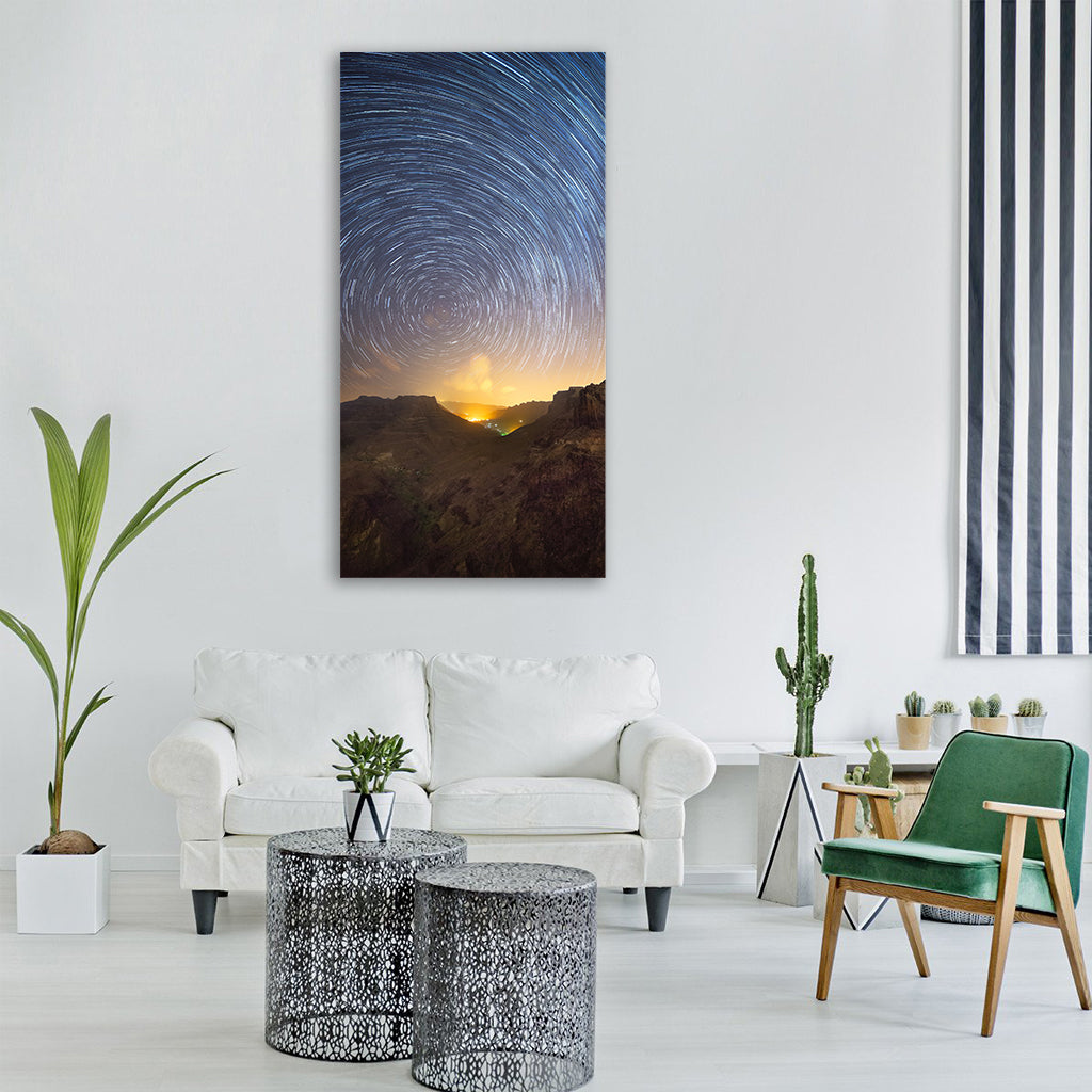 star startrails astronomy night Vertical Canvas Wall Art