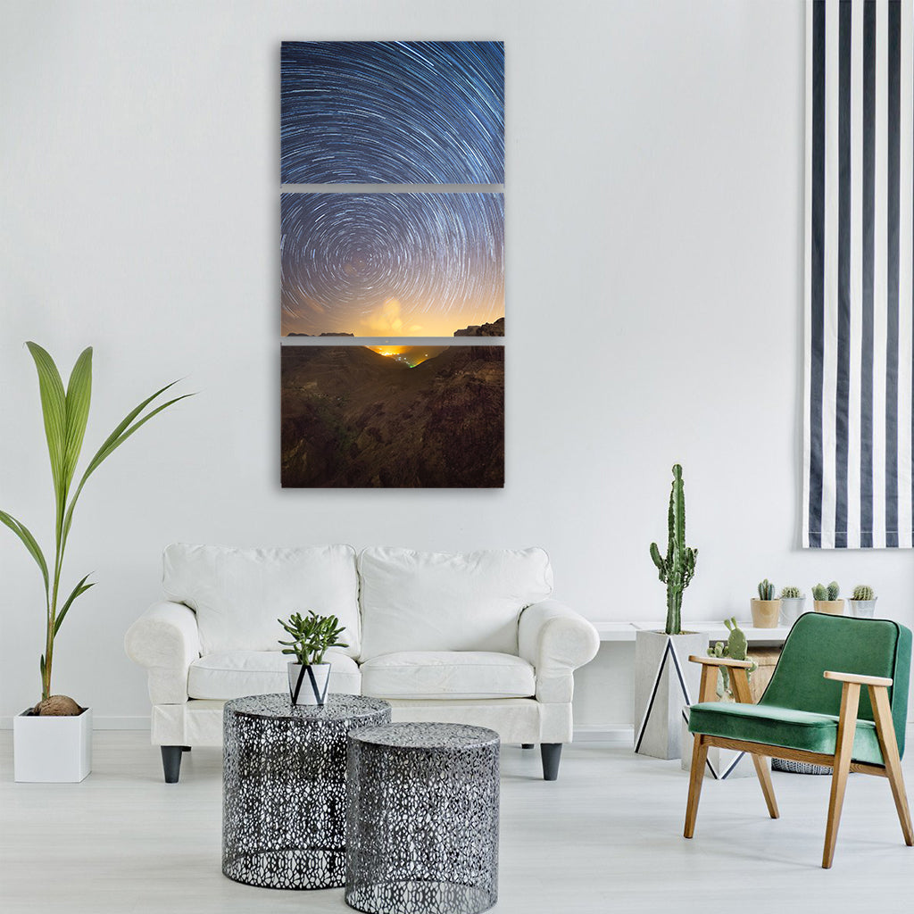 star startrails astronomy night Vertical Canvas Wall Art