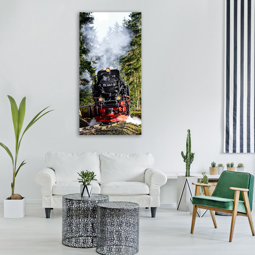 steam locomotive schmalspuhr Vertical Canvas Wall Art