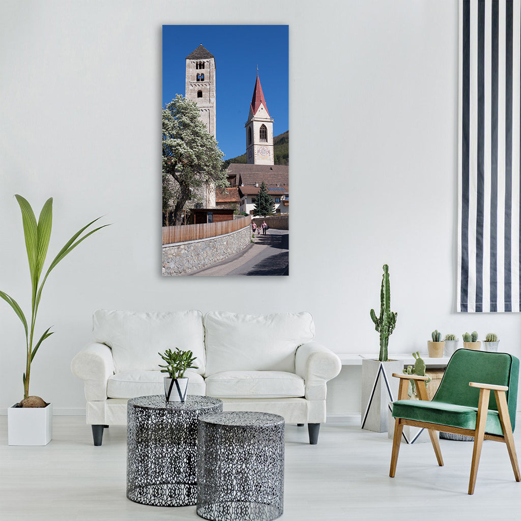 steeple rhaeto romanic gothic Vertical Canvas Wall Art