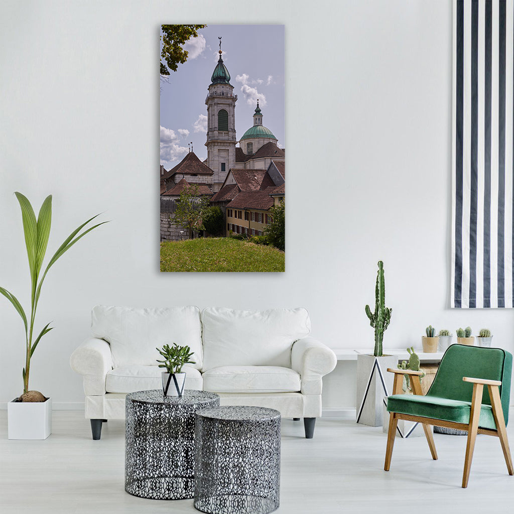 steeple view historic center church Vertical Canvas Wall Art