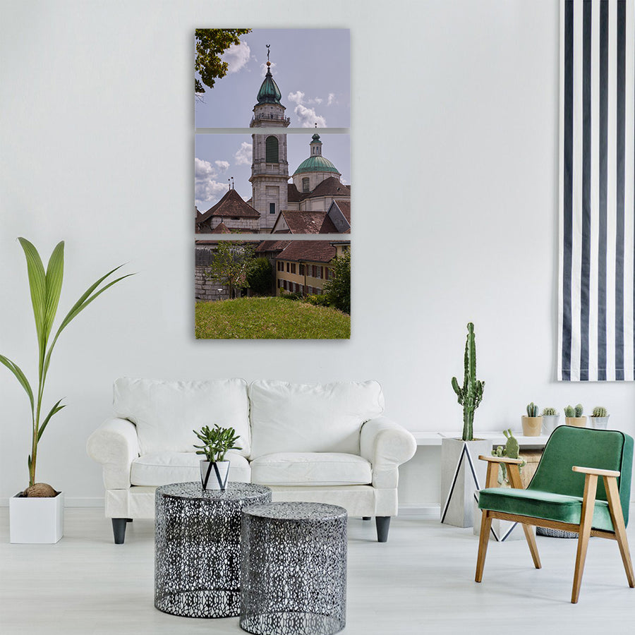 steeple view historic center church Vertical Canvas Wall Art