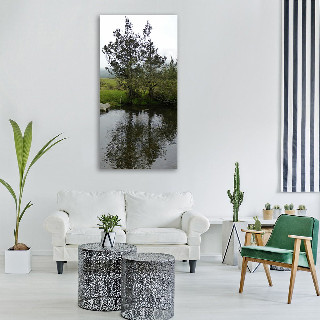 stream valley mist gogona valley Vertical Canvas Wall Art