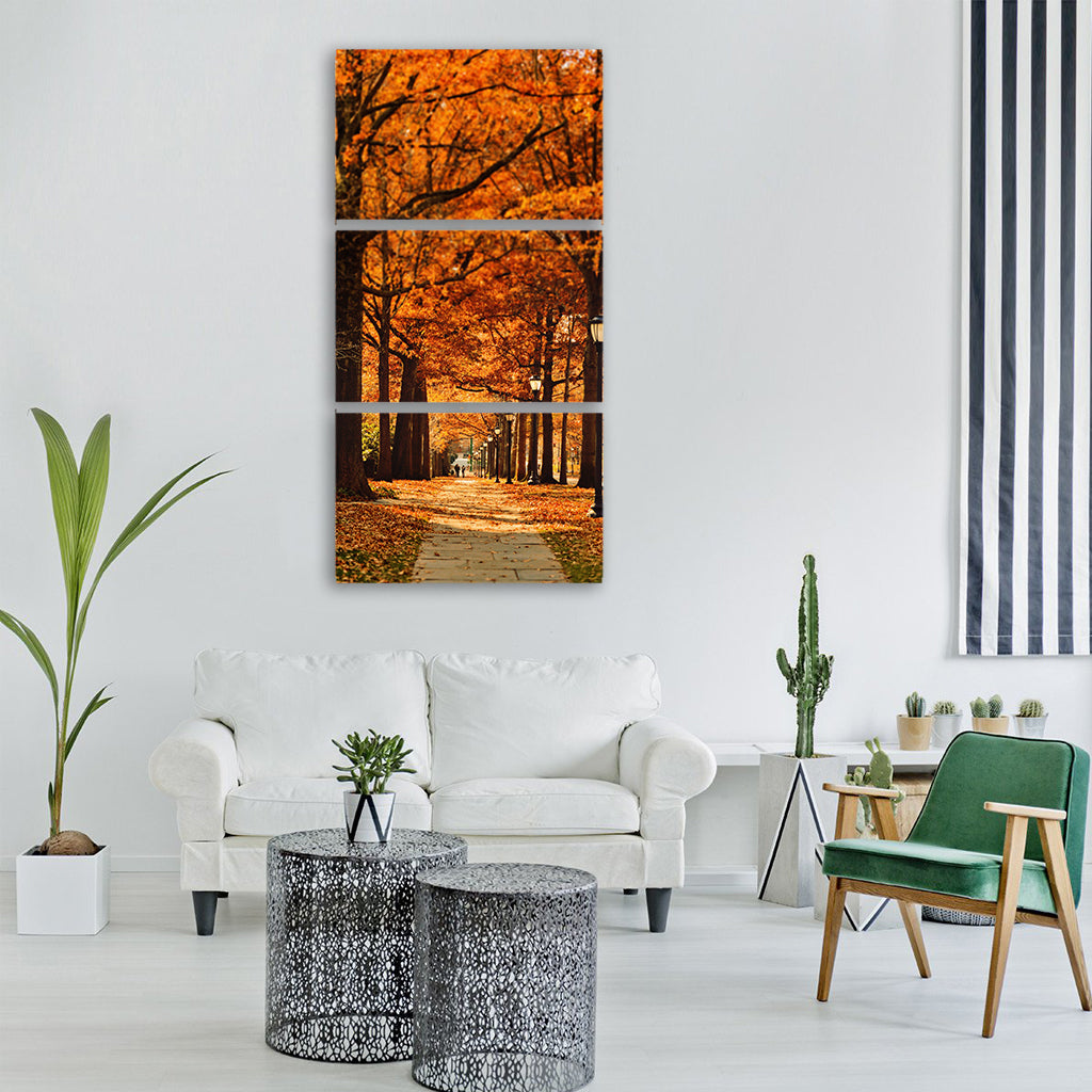 street pathway leaf fall autumn Vertical Canvas Wall Art