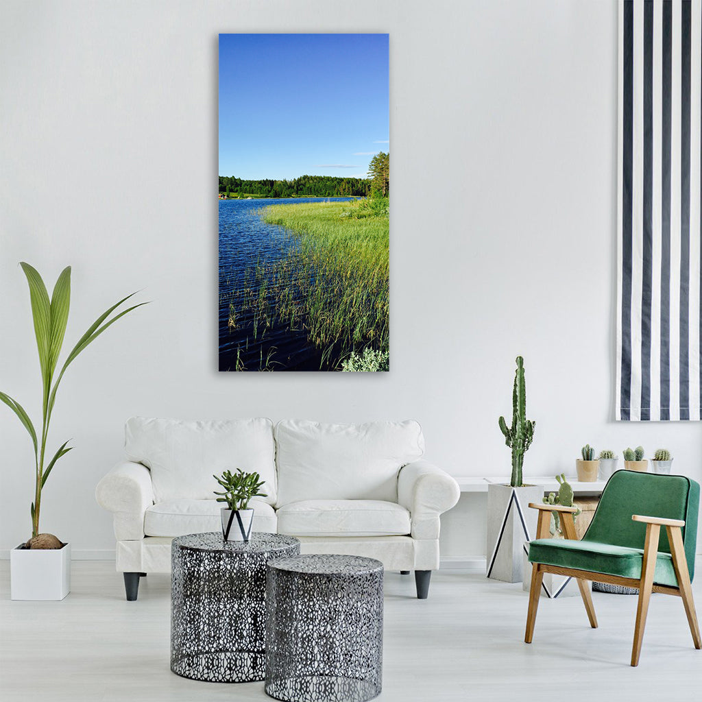 summer lake water sweden nature vacation Vertical Canvas Wall Art