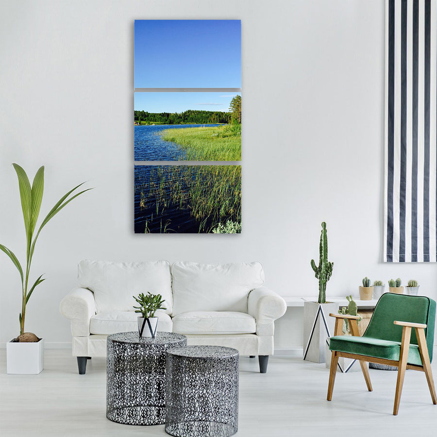 summer lake water sweden nature vacation Vertical Canvas Wall Art