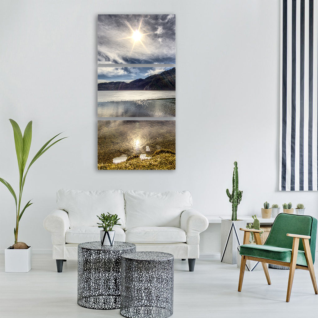 sun backlighting dazzling star Vertical Canvas Wall Art