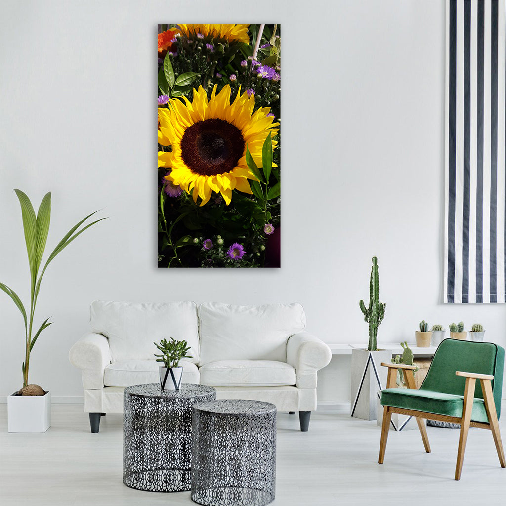 sun flower flower sun nature Vertical Canvas Wall Art