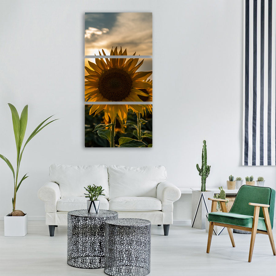 sunflower sunset summer nature sky Vertical Canvas Wall Art