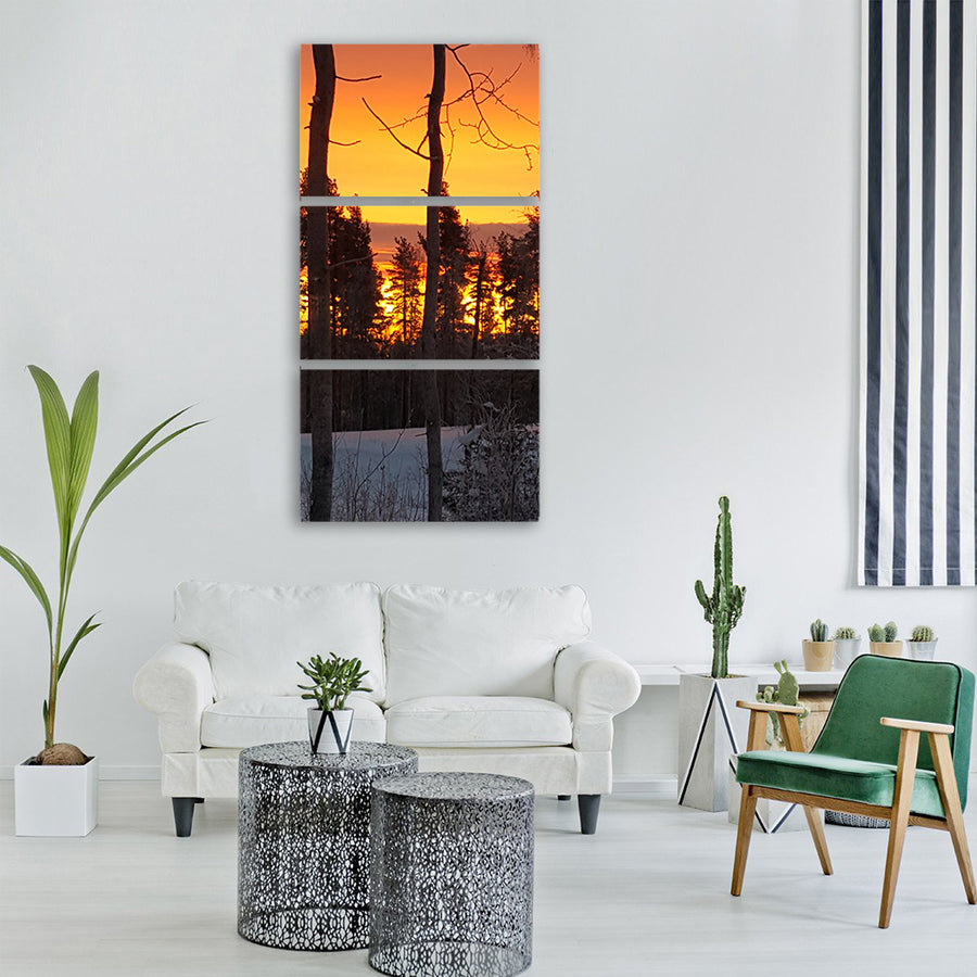 sunrise forest tree morning sky Vertical Canvas Wall Art