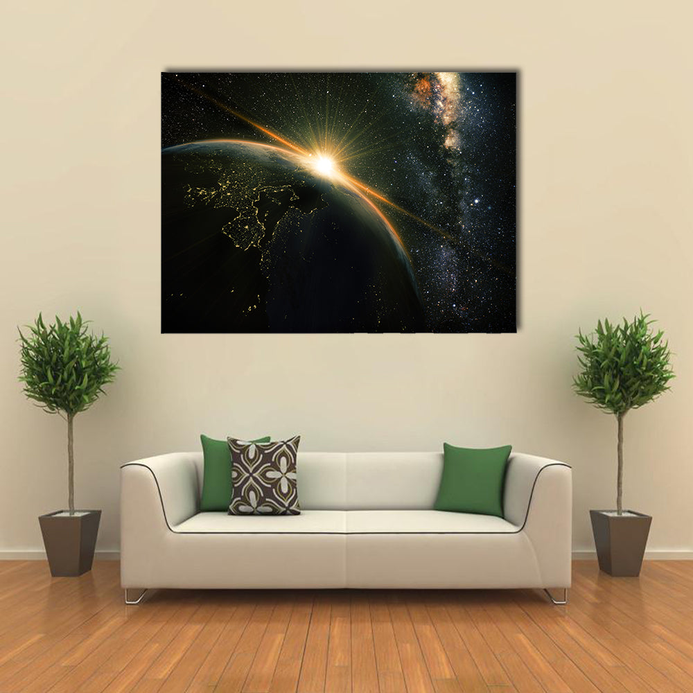 It’s Time For Morning To Rock The Space And Milky Way Galaxy Multi Panel Canvas Wall Art
