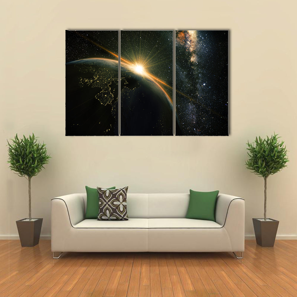 It’s Time For Morning To Rock The Space And Milky Way Galaxy Multi Panel Canvas Wall Art