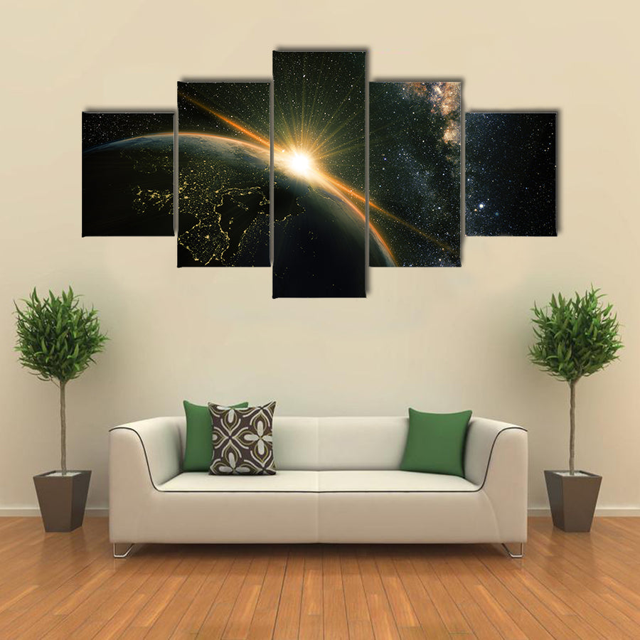 It’s Time For Morning To Rock The Space And Milky Way Galaxy Multi Panel Canvas Wall Art