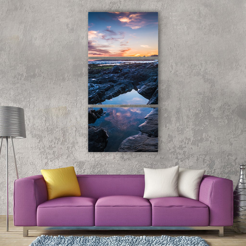 Sunset beach costa blue sky Vertical Canvas Wall Art