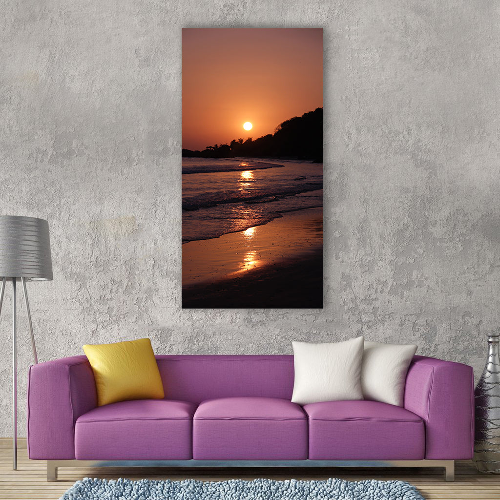Sunset beach shore holiday Vertical Canvas Wall Art