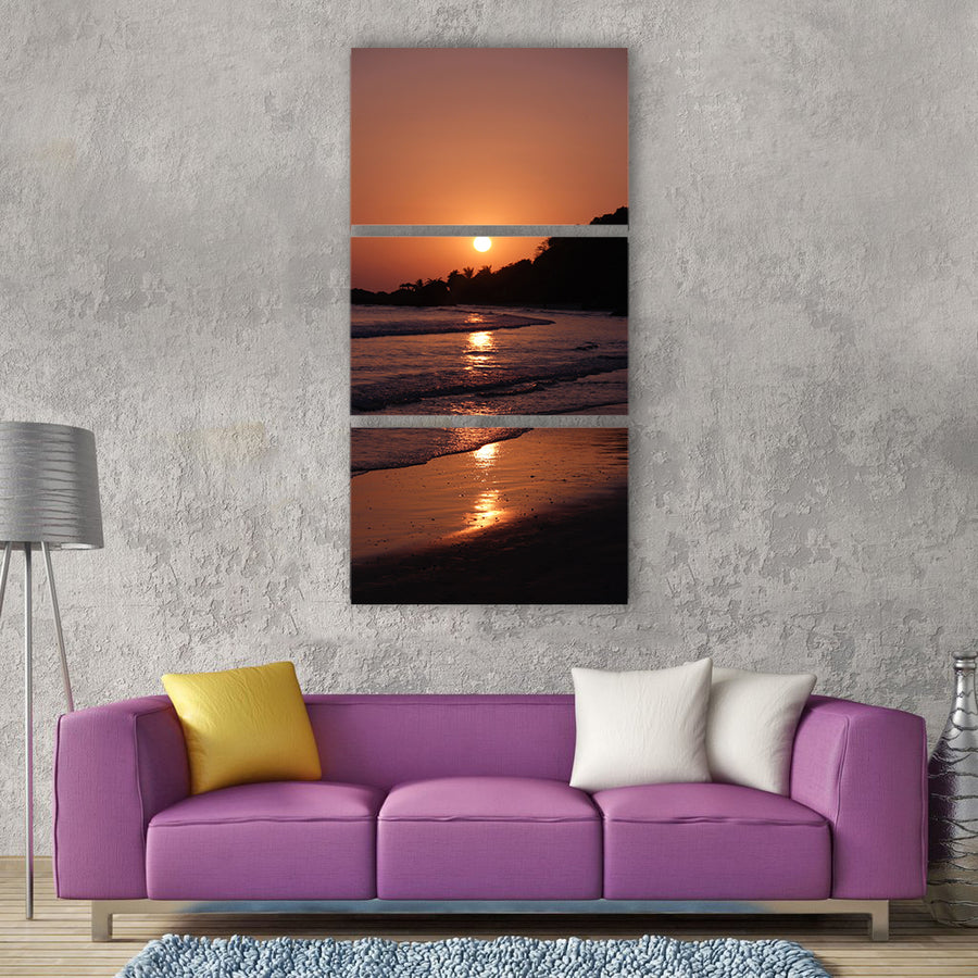 Sunset beach shore holiday Vertical Canvas Wall Art