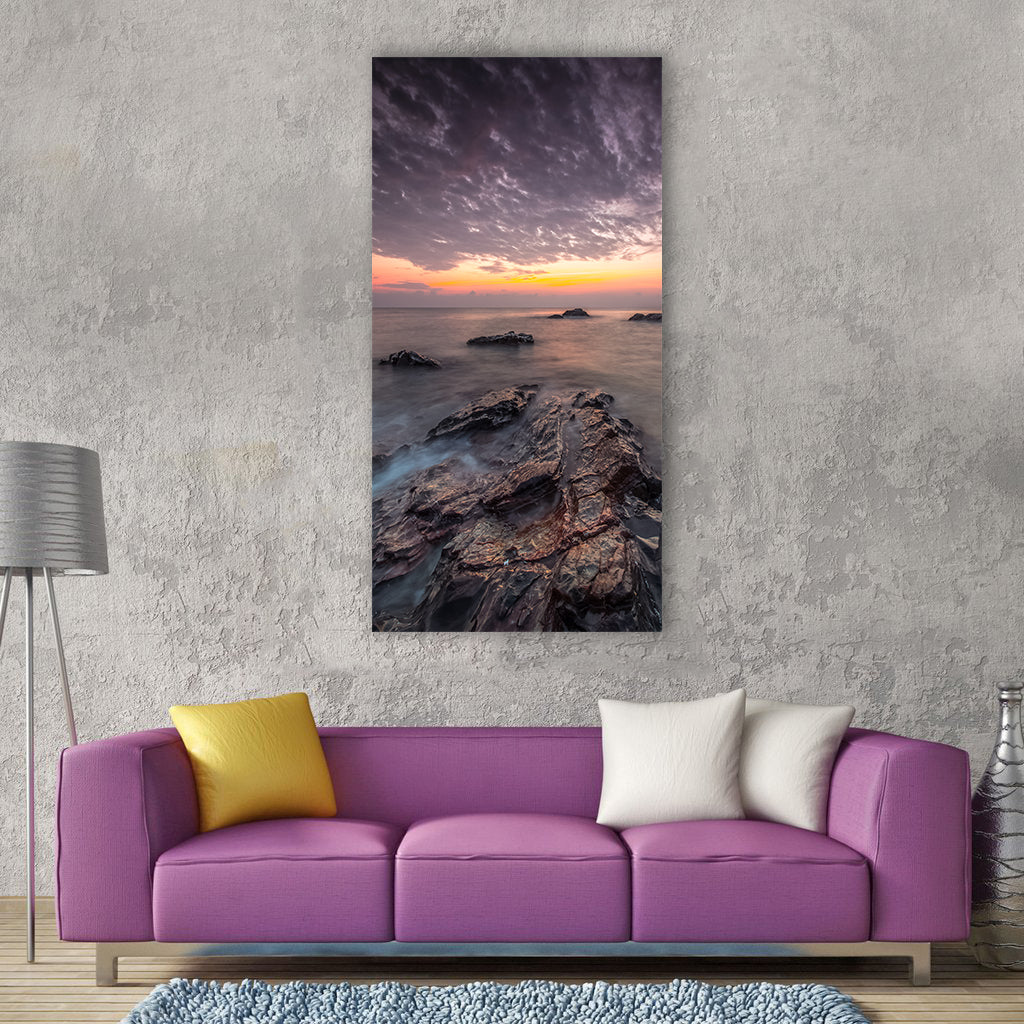 Sunset water nature panoramic sky Vertical Canvas Wall Art
