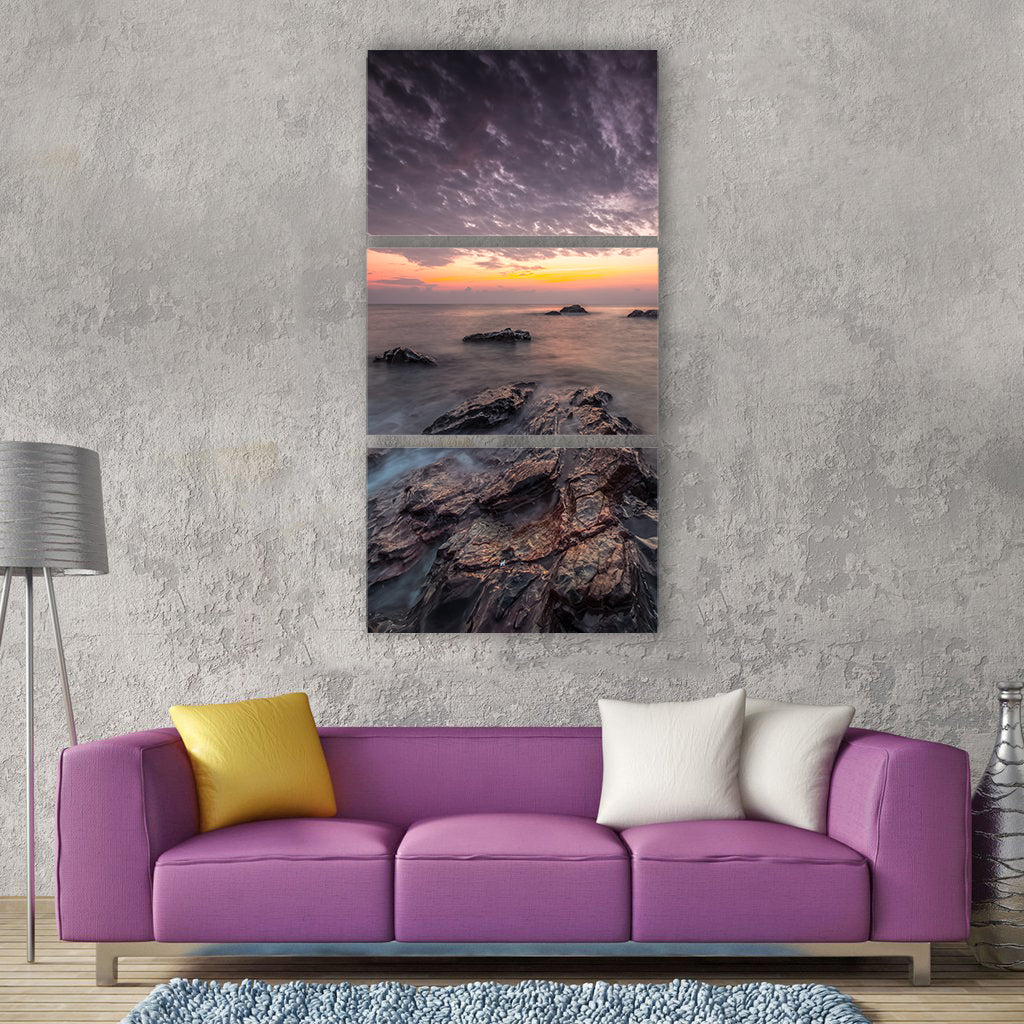 Sunset water nature panoramic sky Vertical Canvas Wall Art
