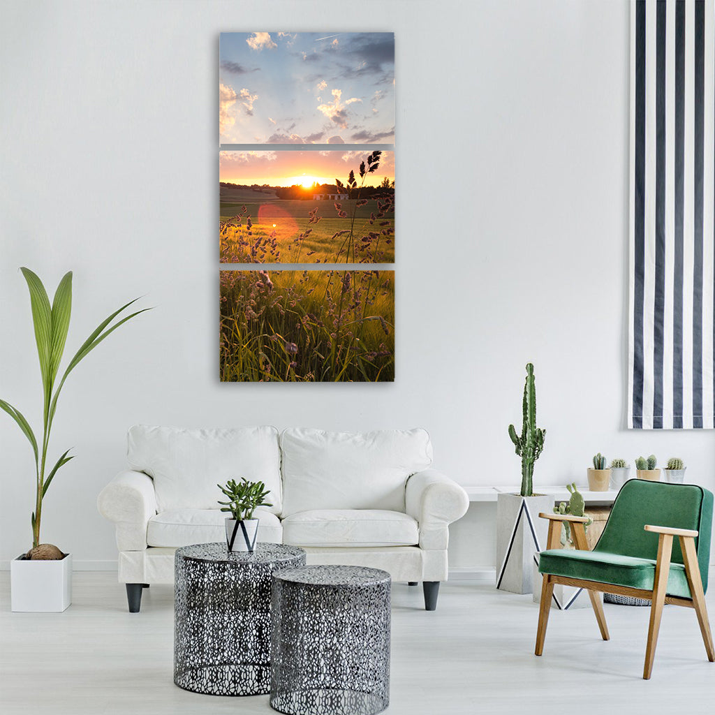 sunset grass close up garcia Vertical Canvas Wall Art