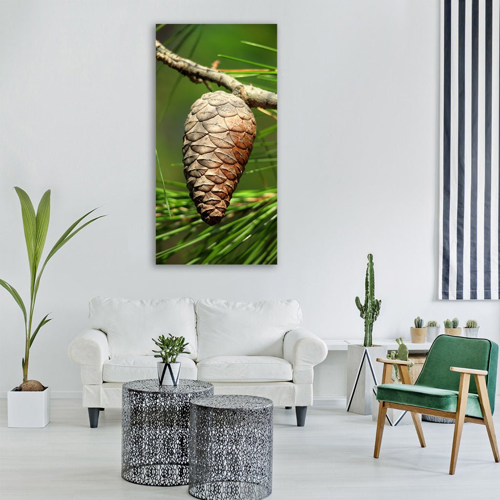 tap brown pine pine cones tree Vertical Canvas Wall Art