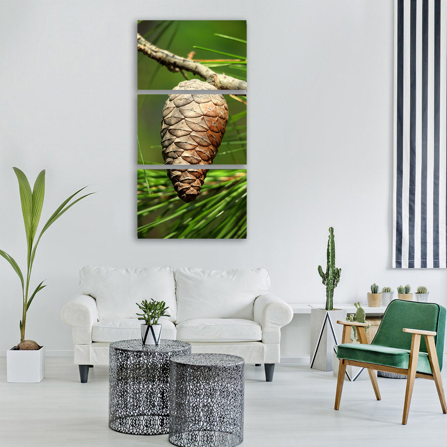 tap brown pine pine cones tree Vertical Canvas Wall Art