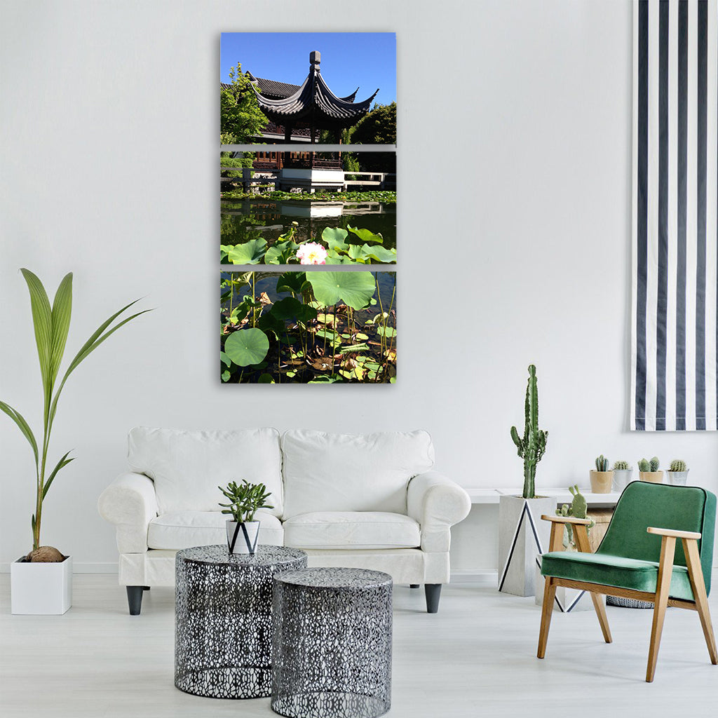 temple lotus zen basin Vertical Canvas Wall Art