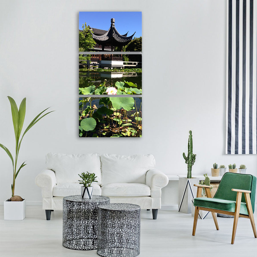 temple lotus zen basin Vertical Canvas Wall Art