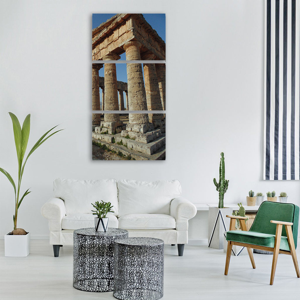 temple magna grecia columns sky Vertical Canvas Wall Art