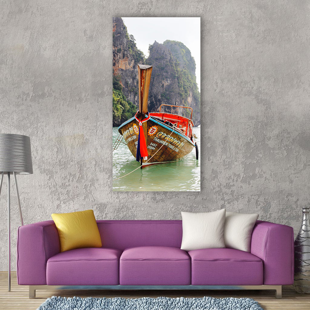 Thailand rock nature sea water Vertical Canvas Wall Art
