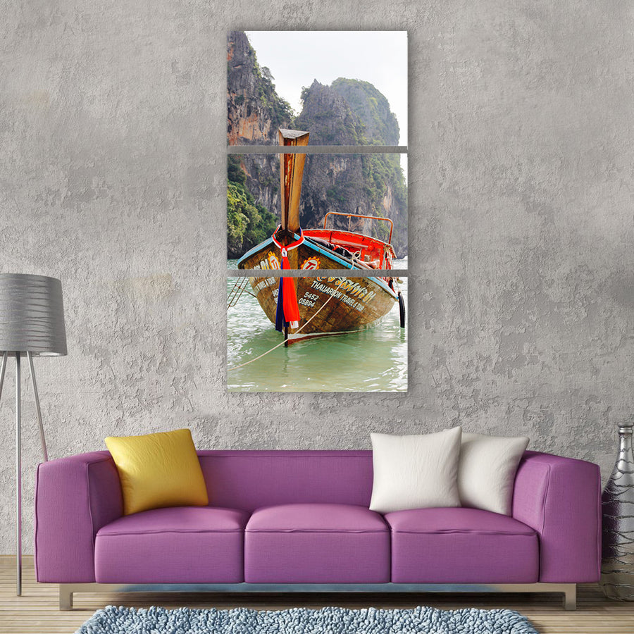Thailand rock nature sea water Vertical Canvas Wall Art