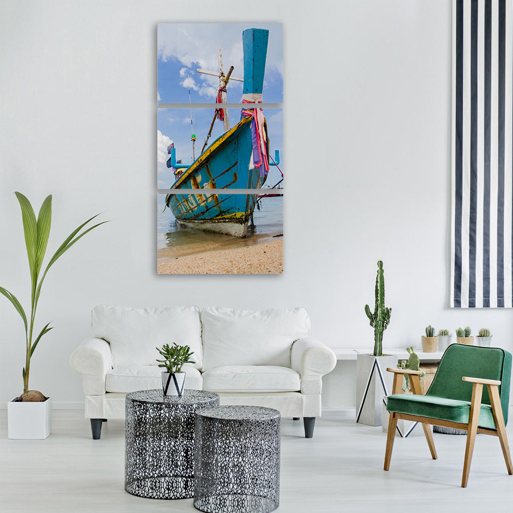 thailand longtailn boat beach Vertical Canvas Wall Art