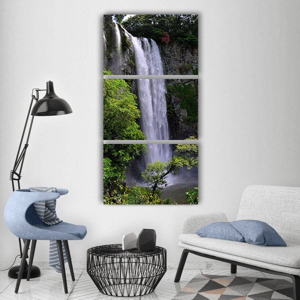 The body of water nature waterfall Vertical Canvas Wall Art