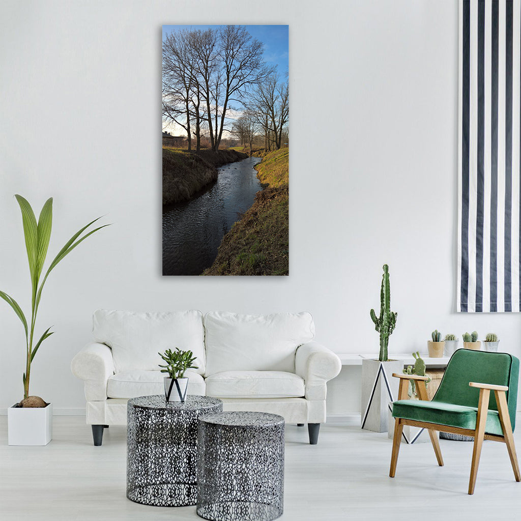 the brook tree river poland autumn Vertical Canvas Wall Art