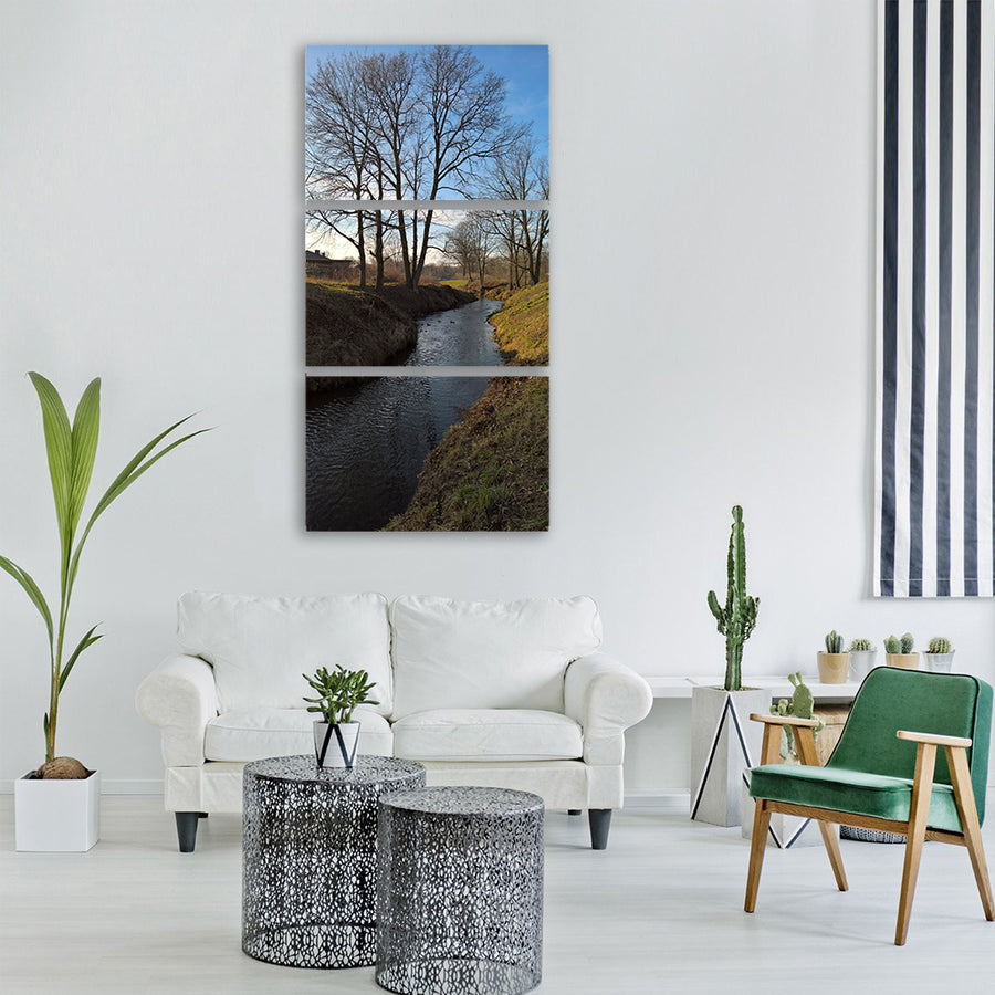 the brook tree river poland autumn Vertical Canvas Wall Art