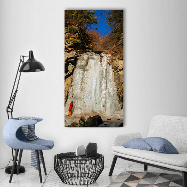 Theravada buddhism freezing fall Vertical Canvas Wall Art
