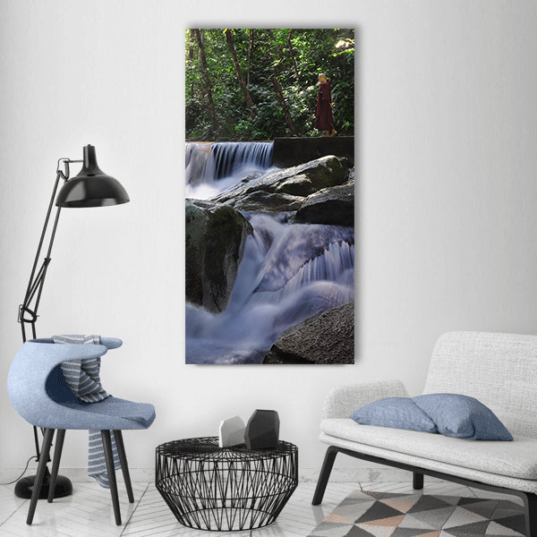 Theravada buddhism walking meditation Vertical Canvas Wall Art
