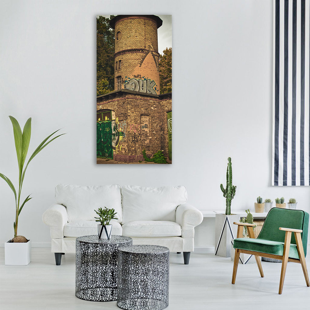 tower masonry lapsed graffiti Vertical Canvas Wall Art