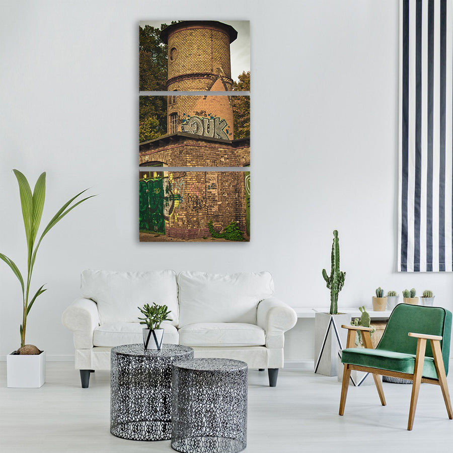 tower masonry lapsed graffiti Vertical Canvas Wall Art