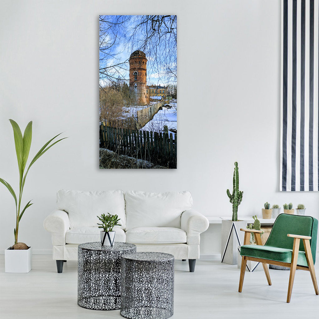 tower winter snow architecture Vertical Canvas Wall Art