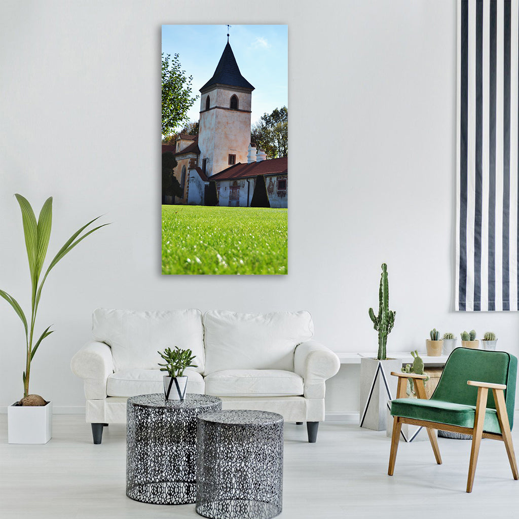tower castle autumn Vertical Canvas Wall Art