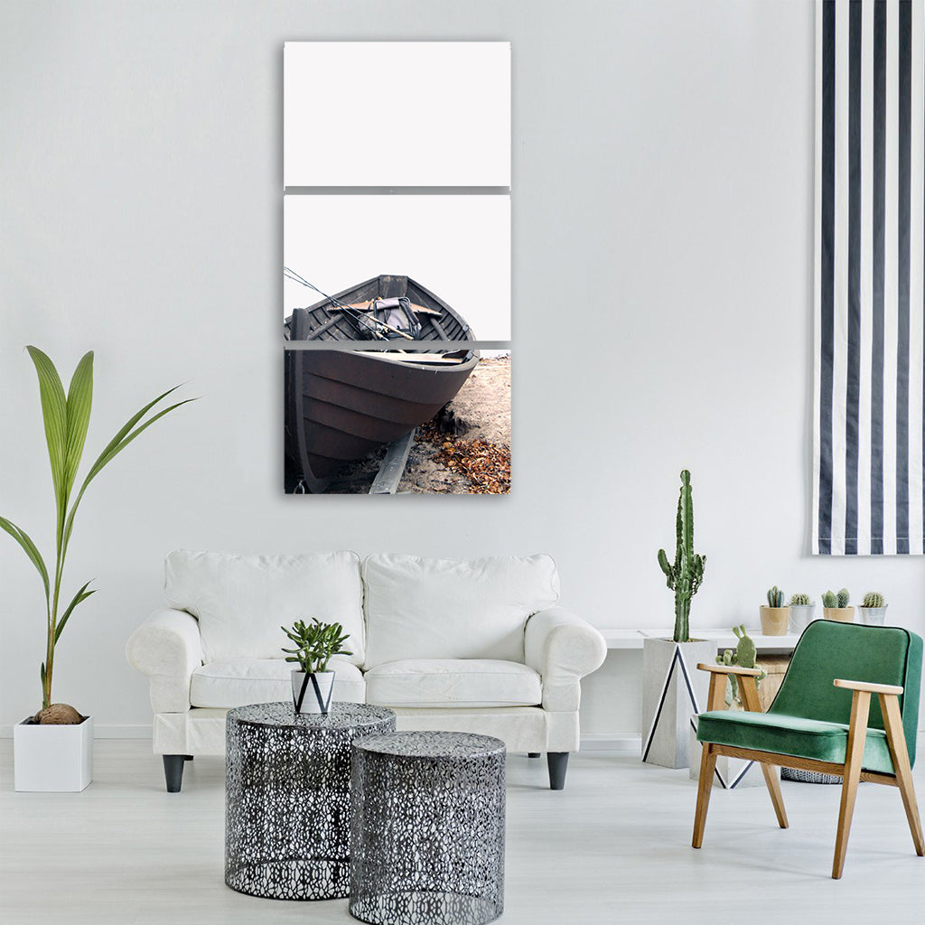 Traditional rowing boat fishing Vertical Canvas Wall Art