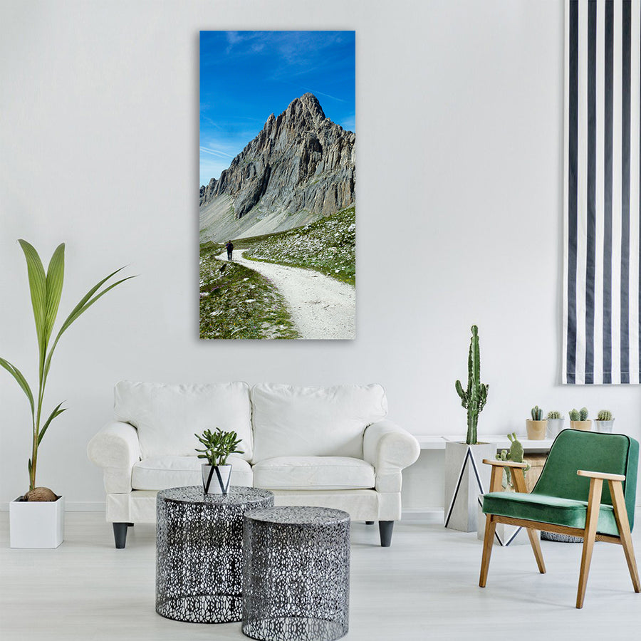 trail mountain summer excursion Vertical Canvas Wall Art