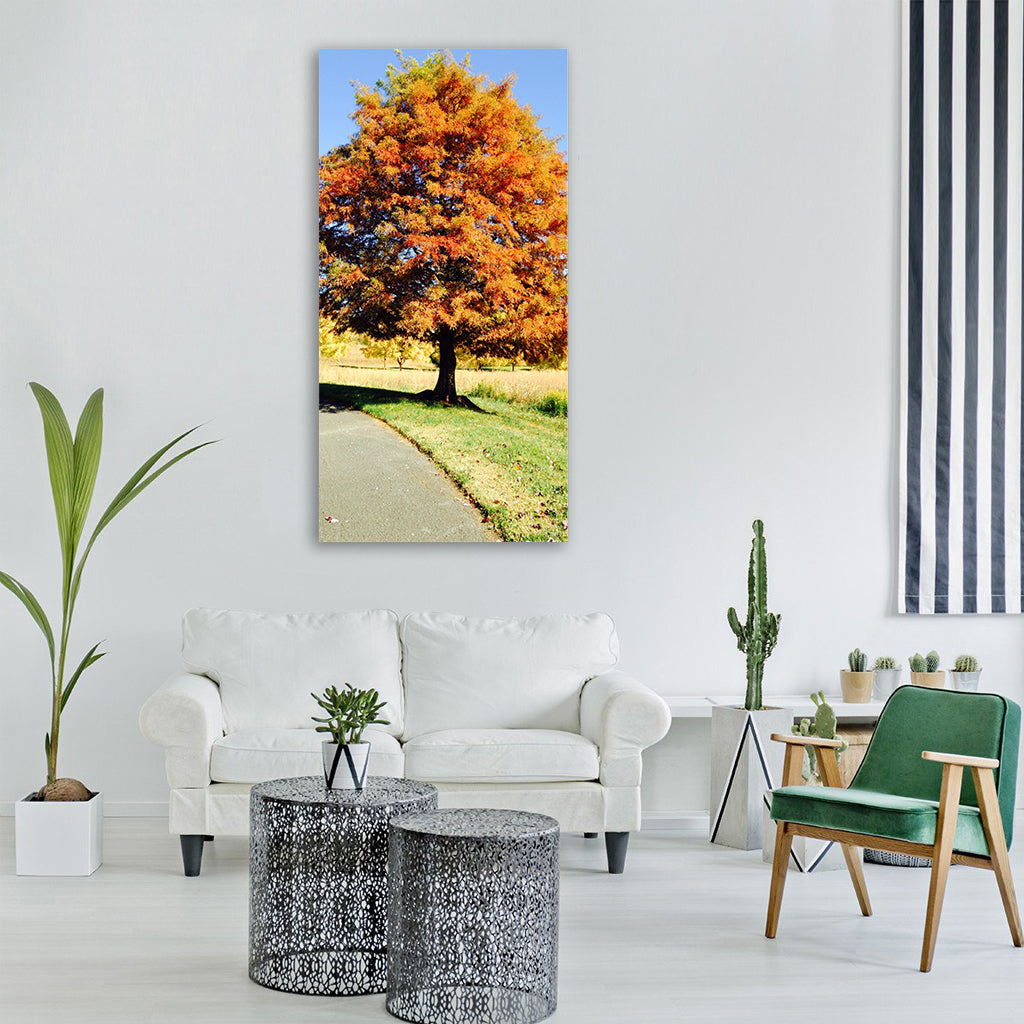 tree fall autumn foliage Vertical Canvas Wall Art