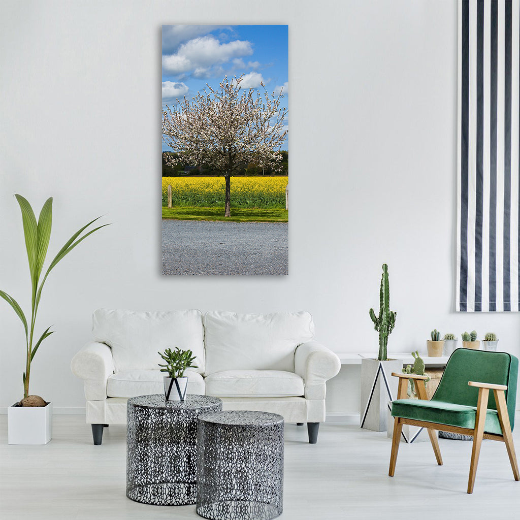 tree flowers spring cherry tree Vertical Canvas Wall Art